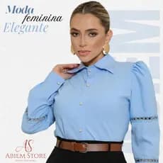 Camisa Manga Longa Moda Feminina Evangélica com Yarda na Manga Social Elegante Crepinho