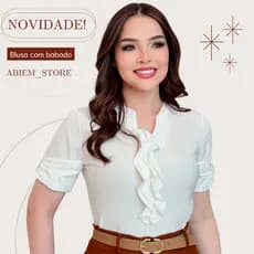 Blusa Feminina Manga Curta Boho Crepinho Elegante Social Casual Evangélica Básica Gola Cadete Babado