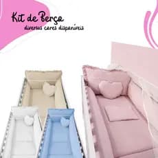 Kit Protetor de Berço Completo: 10 Peças + Mosquiteiro - Diversas Cores
