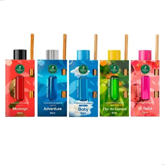 Difusor de Ambiente Vareta Odorizante 60ml Adventure Baby M.Bebê Flor Morango Quarto Banheiro 30un