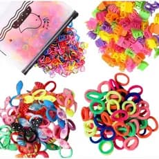 kit 150 Unidades de Xuxinha Elástico Rabico Mini Piranha Xuxinha de Meia Com Lacinho