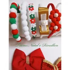 Uma Unidade Tiara Vermelha Natal Tiara Verde e Vermelho Arquinho Natalino Acessório de Cabelo Natal Tiara Reveillon