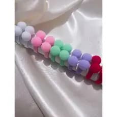 kit 14 mini Xuxinha Infantil com Pompons Coloridos/Cor Aleatória/ Acessório de Cabelo Infantil (7Parzinhos)