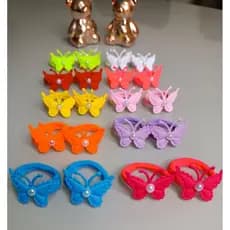 kit 14 Unidades de Mini Xuxinhas Com Borboletas e Meia Pérola Acessório de Cabelo Infantil Kit 7 Parzinhos