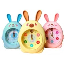 Relógio Despertador Plástico Estilo Analógico Pilha Mesa Portátil Coelho Animal Colorido
