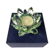Castiçal de Vidro Porta Velas Flor de Lótus Cristal Decoraçao