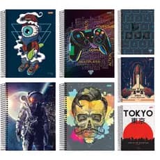 Caderno Universitário 1 Matéria 80 folhas Player 1 e Flow - Jandaia Caderno Masculino Menino