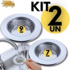 2 Ralo Ralinho para Pia 7cm + 9cm Prime Aço Inox com Borda Cozinha Proteção Conforto Garantido