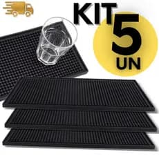 Jogo Tapete de Bar Escorredor de Louça 30 x 15 Tamanho Borracha Silicone Prato e Talheres