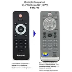 Controle Compatível AMVOX ACA 1501 NEW X CAIXA AMP FBT2702