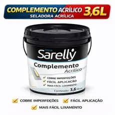 Seladora Acrílica Sarelly 3,6L Alto Rendimento Secagem Rápida Para Reboco e Massa PVA