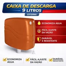 Caixa de Descarga 9 Litros Metasul  Suspensa Alta Vazão 6 a 9L Completa