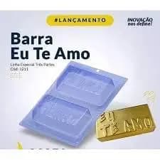 Forma barra eu te amo silicone 3 partes especial(2 rigidas+1flexivel)  para páscoa e chocolates