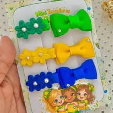 Kit 6 Mini Laços Bebê Brasil Verde Amarelo Azul Laço Pequeno Bico de Pato Para Pouco Cabelo Infantil