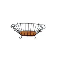 Fruteira Oval Rustica Ferro E Madeira Super Oferta especial