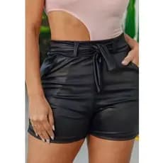 shorts de couro fake / shorts feminino cirre / shorts cirrê