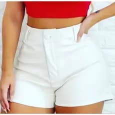 shorts courino branco feminino / couro fake branco/ cirre branco