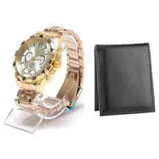 Relogio De Aço Masculino Luxo Namorado + Carteira de Couro de Presente para o natal