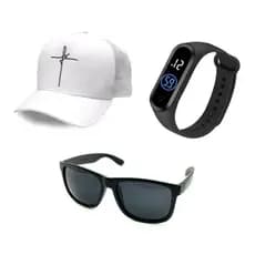 Óculos + Relógio Esportivo Prova d´agua e Boné Kit Masculino presente  Promoçao para o natal