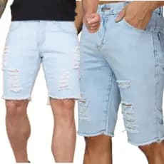 Bermuda Jeans Rasgada Masculina Destroyed Barato Qualidade para o natal