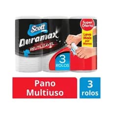 Pano Reutilizável Multiuso Scott Duramax 3 Rolos Total 174un