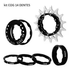 Kit Cog Single Speed Gta Preto de 14 ou 16d Grau Freeride Compativel Gios hupi viking Absolut