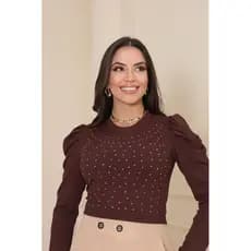 blusa Croped manga longa inverno