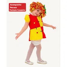 Fantasia Emília Infantil Menina – Boneca de Pano com Peruca