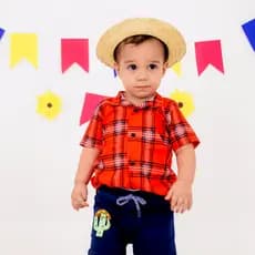 Camisa Xadrez Junina Infantil Masculina Vermelha | Roupa São João Menino