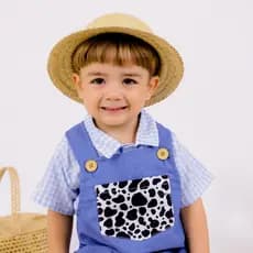 Fantasia Fazendinha Azul Menino Infantil