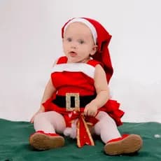 Fantasia Infantil Natal Mamãe Noel Bebê Menina com Gorro