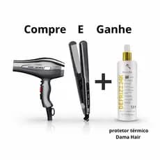 Combo Prancha Lizze Extreme Mais secador Lizze Extreme 2400 Original e Protetor Térmico Dama Hair