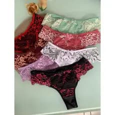 Kit 5 - Calcinha Em Renda Fio Bicolor Super Confortável Adulto Feminina