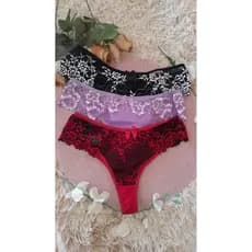 Kit 3 Calcinhas Tanga com Renda Bicolor Sensualidade e Conforto em Cada Detalhe