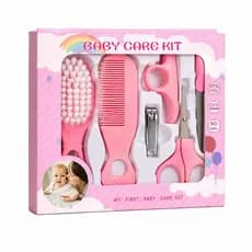 Kit Higiene Bebê Completo 6 Peças Rosa Escova Pente Tesoura Lixa Unha Infantil