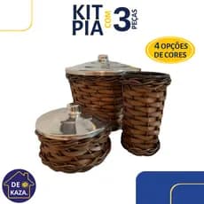 Kit Pia 3 Peças Lixeira / Porta Sabão e Bucha / Porta Detergente