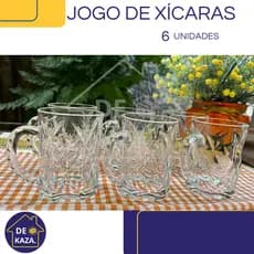 JOGO DE XICARAS / CANECAS DIAMOND VIDRO 190ml RESISTENTE TRANSPARENTE PARA CAFE CHÁ CHOCOLATE QUENTE