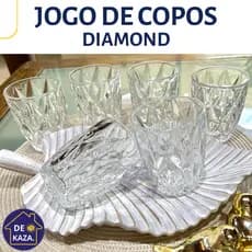 Jogo de Copos Diamond 280ml Vidro Transparente