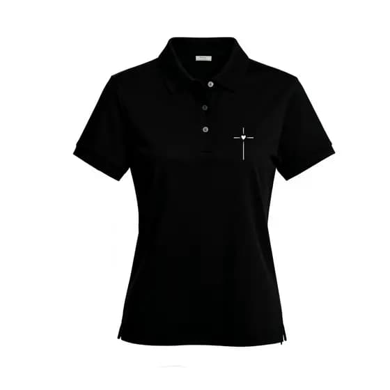 Camiseta Gola Polo Feminina Cruz Coração Blusinha Delicada Camisa Coração