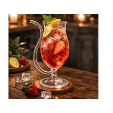 Copo Taça de Vidro Cristal Para Drinks Modelo Vampiro 200ML Canudo Embutido