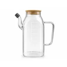 Galheteiro Azeiteiro Vinagreiro de Vidro Borosilicato com Tampa de Bambo 750ML