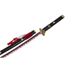 Espada Roronoa Zoro Katana Enma Black Lamina de Bambu Cosplay One Piece Decoração