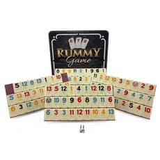 Jogo Rummy Hoyle Games 106 Peças Jogo de Tabuleiro Rummikub Com 4 Suportes e Estojo Lata