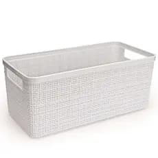 Cesto Organizador Juta Alongada Rattan de Plástico Resistente Capacidade 7,4 Litros