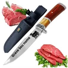 Faca De Caça Pesca Churrasco Luxo Personalizada com seu Nome Gravado