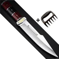 Melhor Faca Para Churrasco Aço Inóx Clássica Com Bainha + Garra De Urso