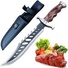 Faca Facão Rambo Churrasco Resistente Artesanal Serrilhado Aço 440