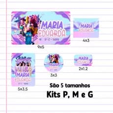 Etiquetas Escolares Personalizadas Huntrix | 58, 93 ou 151 Unidades | Com Nome | Material Escolar
