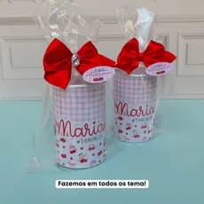 Cofre Personalizado com embalagem + laço + tag | Lembrancinha de Aniversário | Festa Cerejinha | Festa Cereja