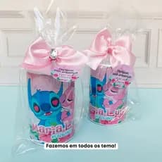 Cofre Personalizado com embalagem + tag + laço | Lembrancinha de Aniversário | Stitch e Angel